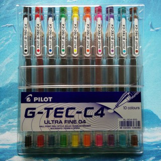 Pilot G-Tec C4 Gel Ultra Fine Rollerball Pen Assorted Colors Set of 10