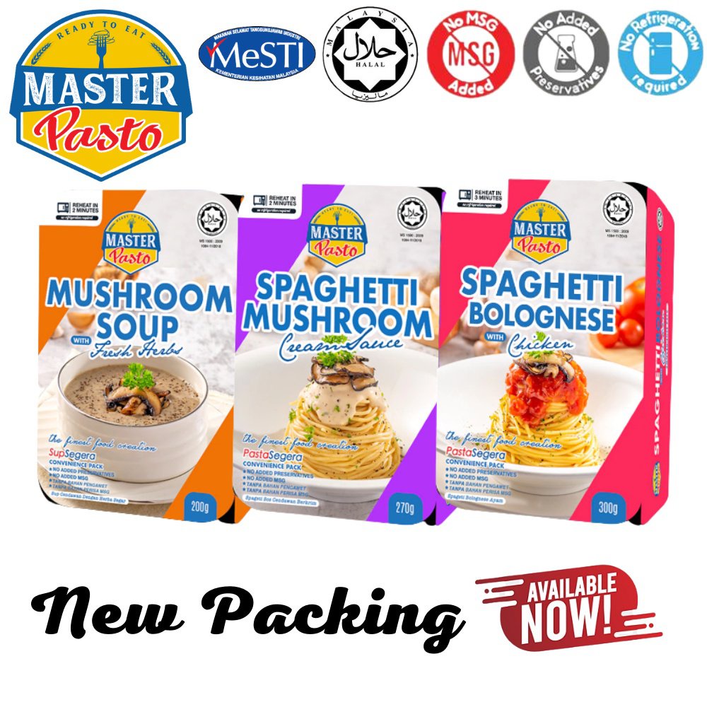 HALAL MASTER PASTO INSTANT SOUP RICE SPAGHETTI BOLOGNESE AGLIO OLIO