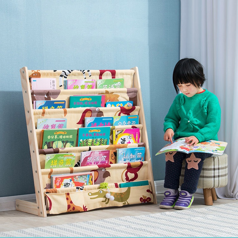 solid wood bookcase easy install book shelf kid's picture book rack ...