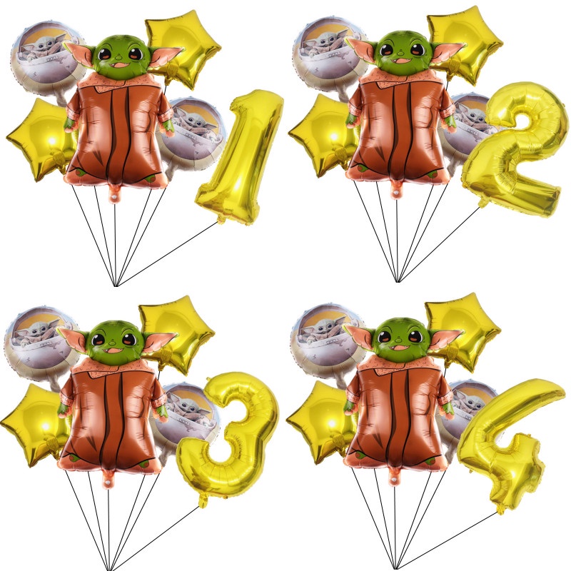 1set Yoda Baby Shower Number Balloons Boy Girl Birthday Balloon Party ...