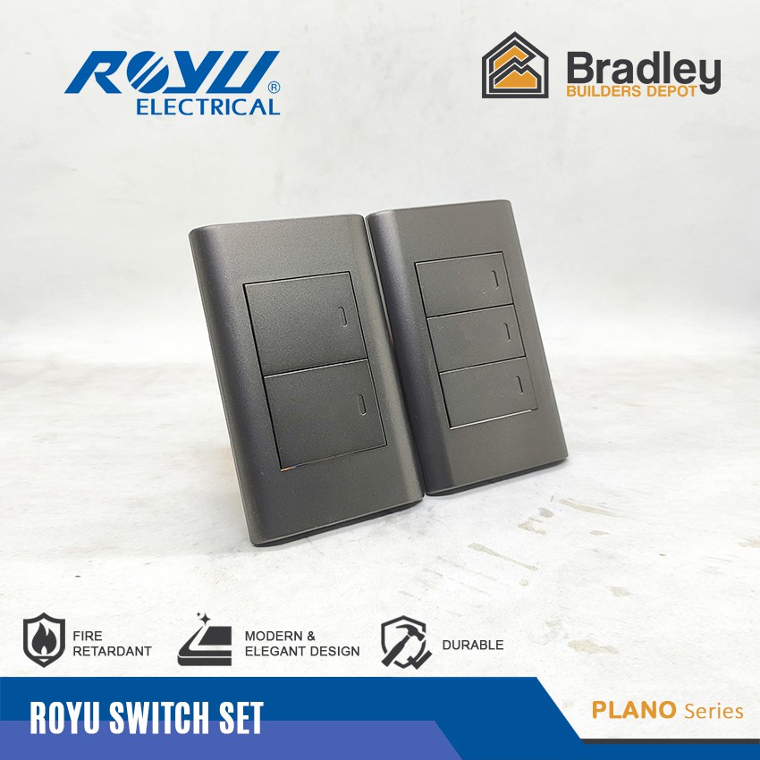 Royu Dark Gray Modern Switch and Outlet Set (Plano Series) Shopee