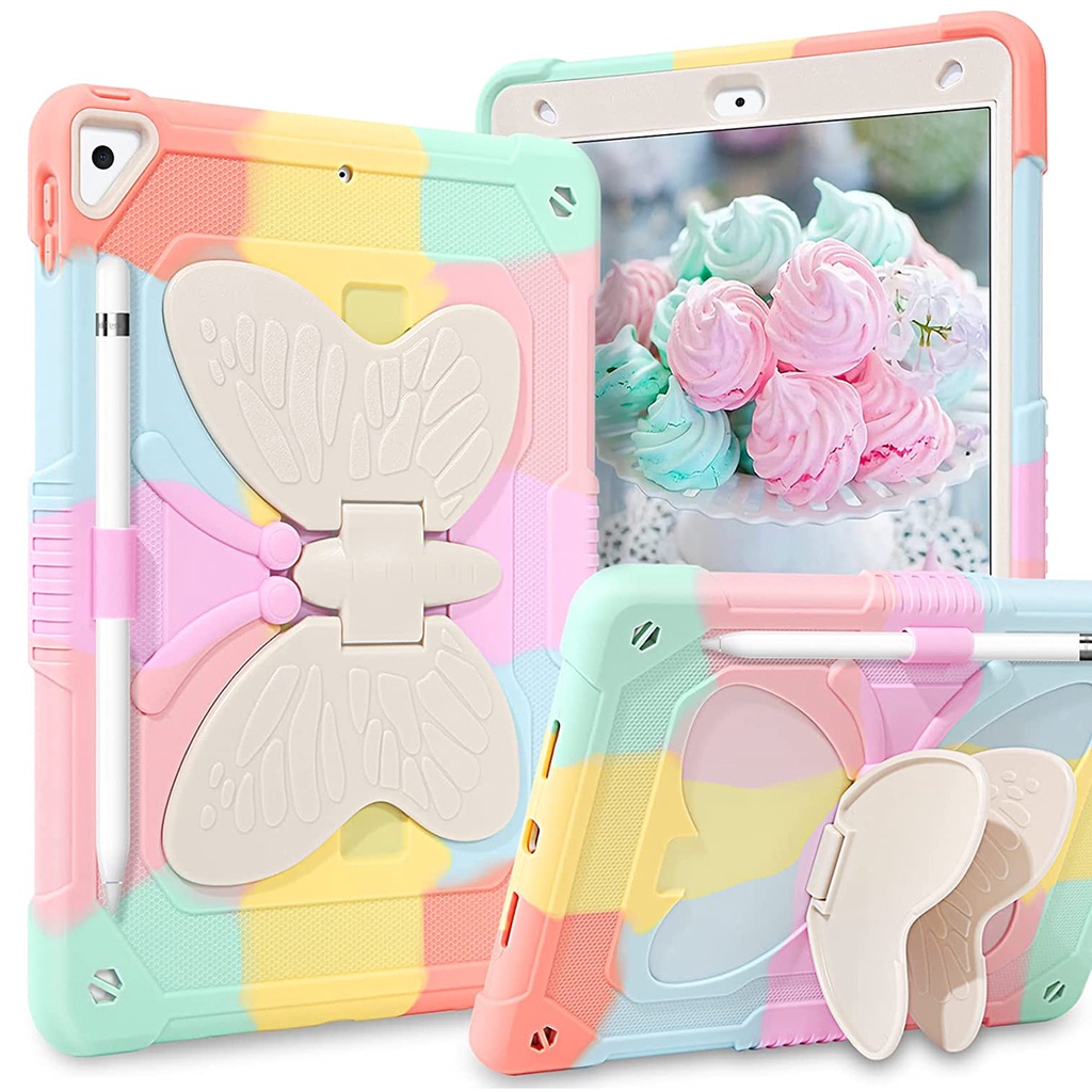 Custodia Butterfly Coolden Per IPad Pro 11 (2021/2020/2018) Con Cavalletto, Rainbow, Antishock