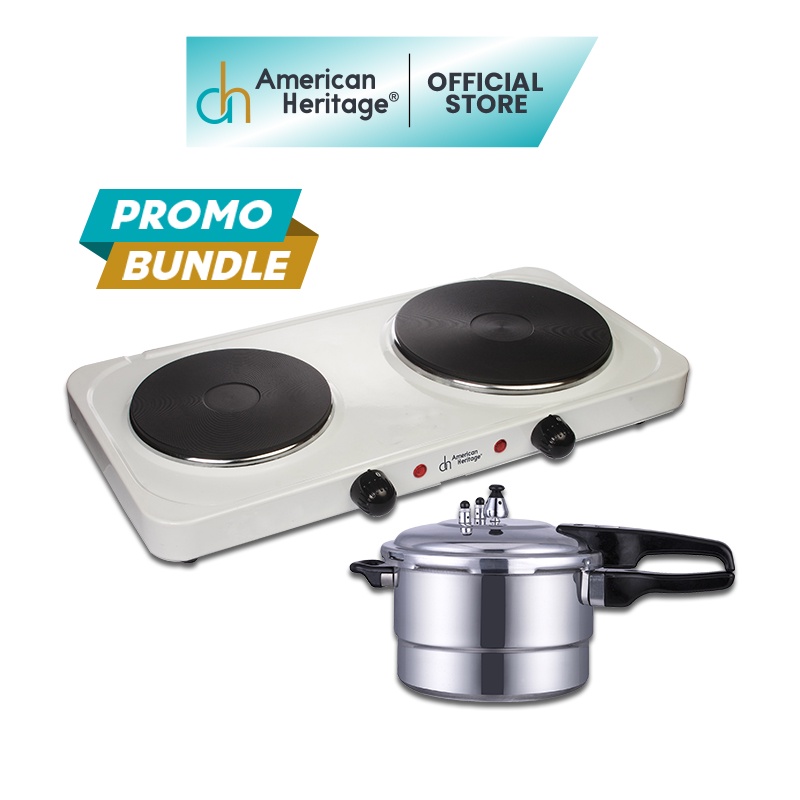 _v^)American Heritage Double Hot Plate Electric Stove HEHP458 and 4.5Q