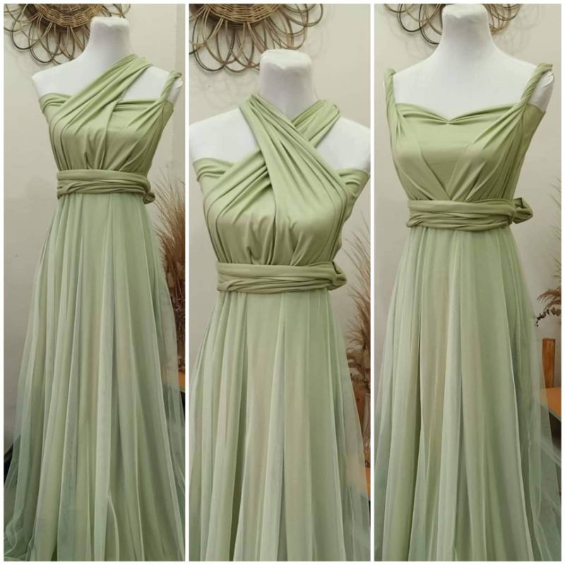 sage green infinity dress with tulle | Shopee Philippines