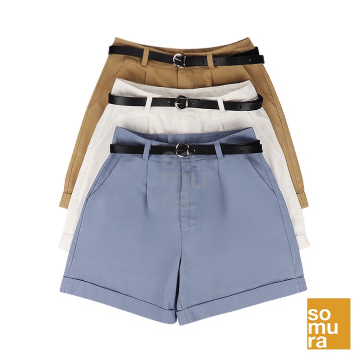 High waisted shorts with belt online