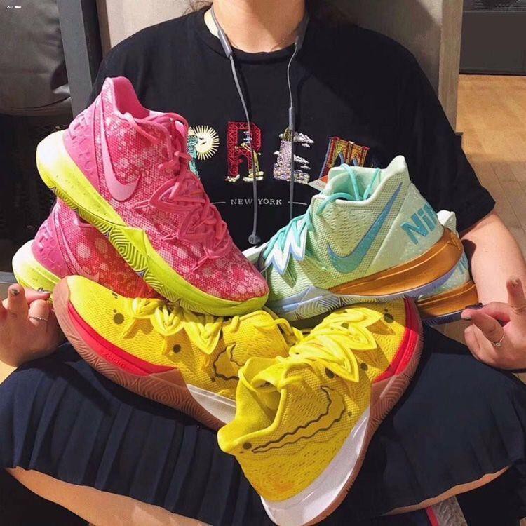 Sandals Nike kyrie 5 Spongebob basketball shoes for Men and women size31 45