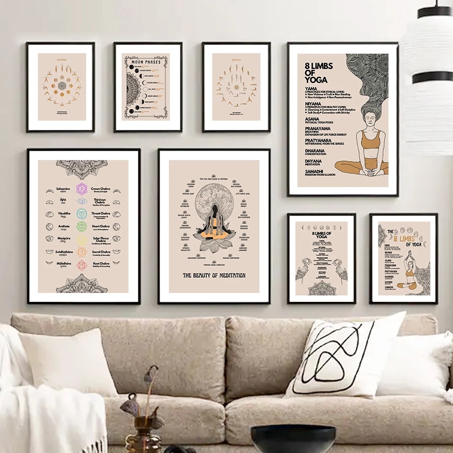 Frameless Spiritual Boho Namaste Yoga Meditation Zen Wall Art Canvas ...