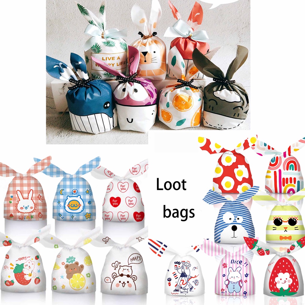 25pcs Rabbit Cookies Loot Bags/Candy Bag/Cookies Bag/Packaging Plastic