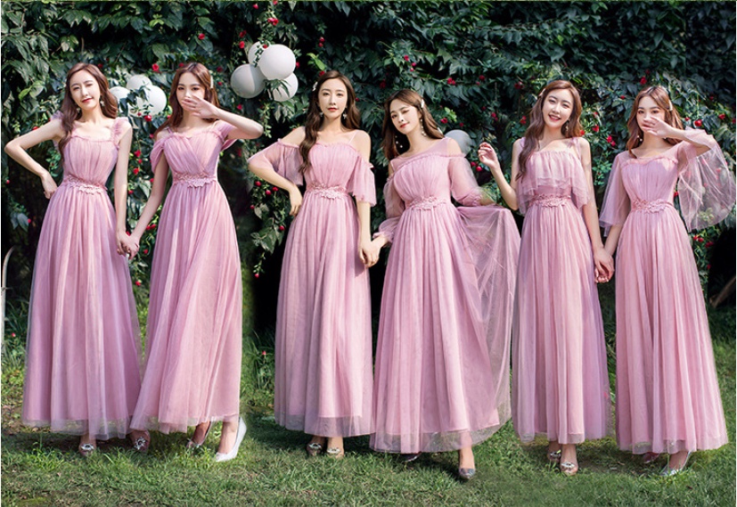evening prom dresses MACloth V Neck Long Sleeves Lace Long Dress Red Formal Go Color:Lilac Pink S26 Party Dressing Is Back,