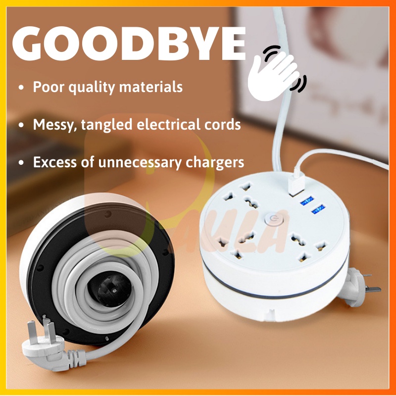 Comat smart anti shock plug Round universal power socket 3 usb ports ...