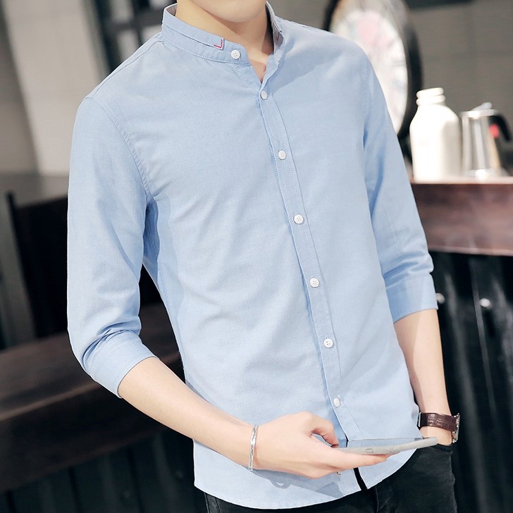 COD】M-2XL Summer White Stand Collar Short Sleeve office formal