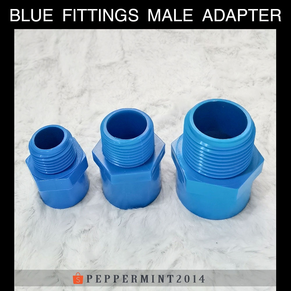 Poly Waterline Fittings Blue Adaptor Male Female Live Connection