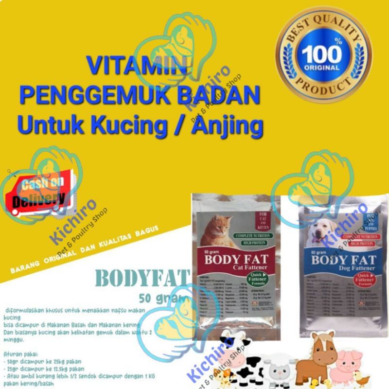 Body Fat Cat / Body Fat Dog contains 50 grams Tamasindo Bodyfat Vitamin ... - Feline Body Fat For Health