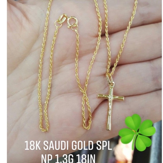 PAWNABLE 18k SAUDI GOLD ROPE CHAIN W/cross PENDANT | Shopee Philippines