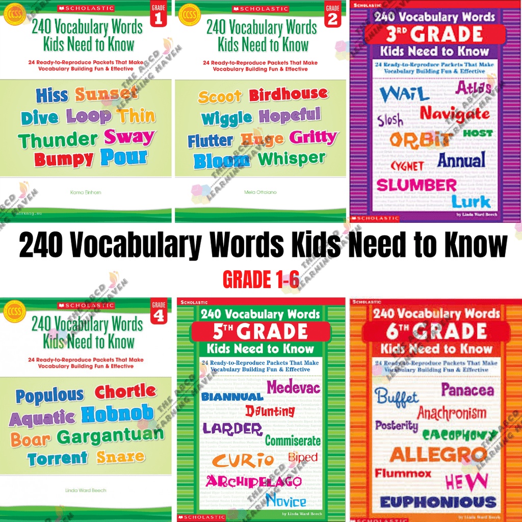 240 Vocabulary Words Kids Need to Know (Grade 1-6) | Shopee Philippines