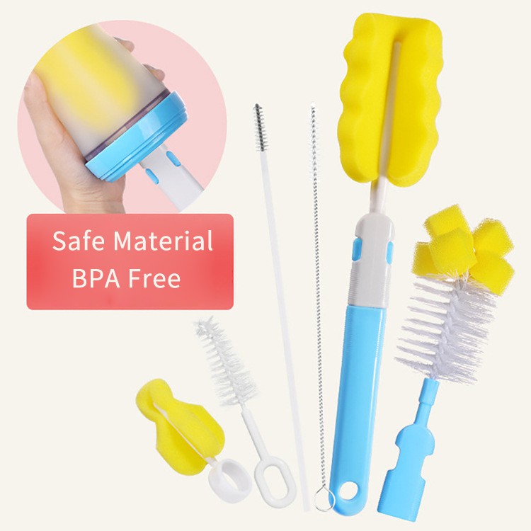 Baby Bottle Cleaner With Sponge Foam for Feeding Nipple Brush Set