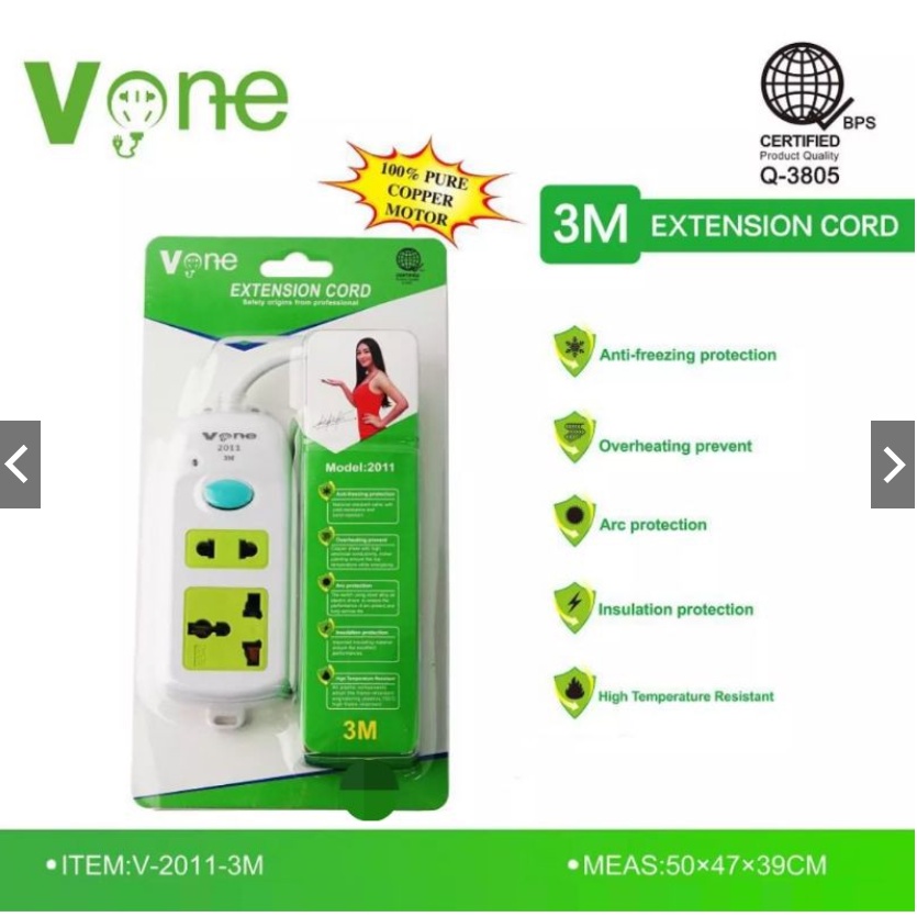 VONE Universal Extension Cord 5-2 Gang Control Switch Power Socket ...