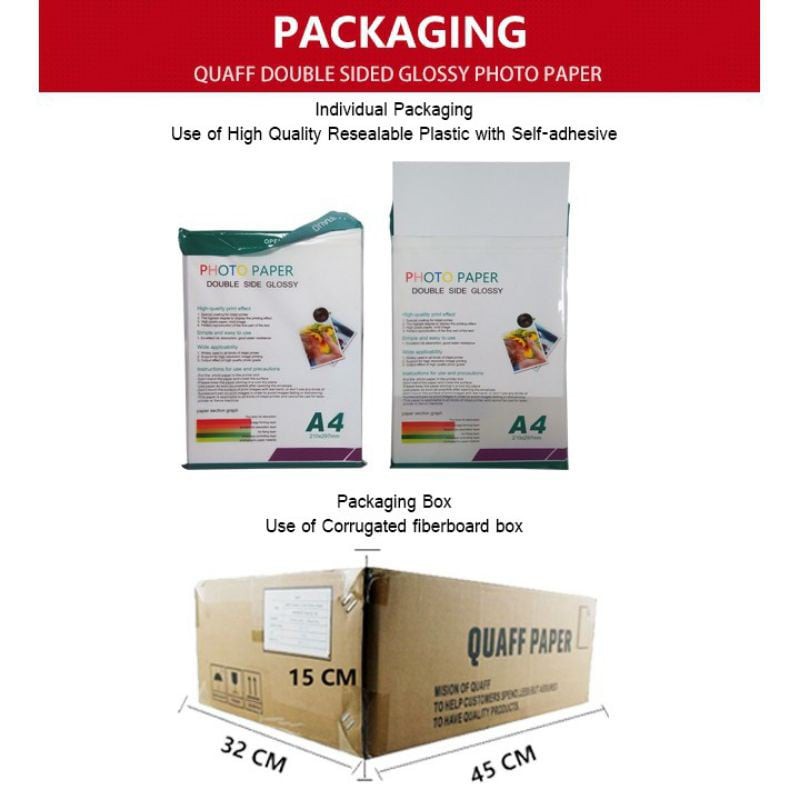 QUAFF DOUBLE SIDED GLOSSY PHOTO PAPER (50 SHEETS/PACK) | Shopee Philippines