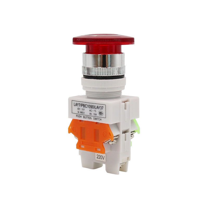 Y090 LAY37-11ZSD Emergency Stop Push Button Switch Red Mushroom Head ...
