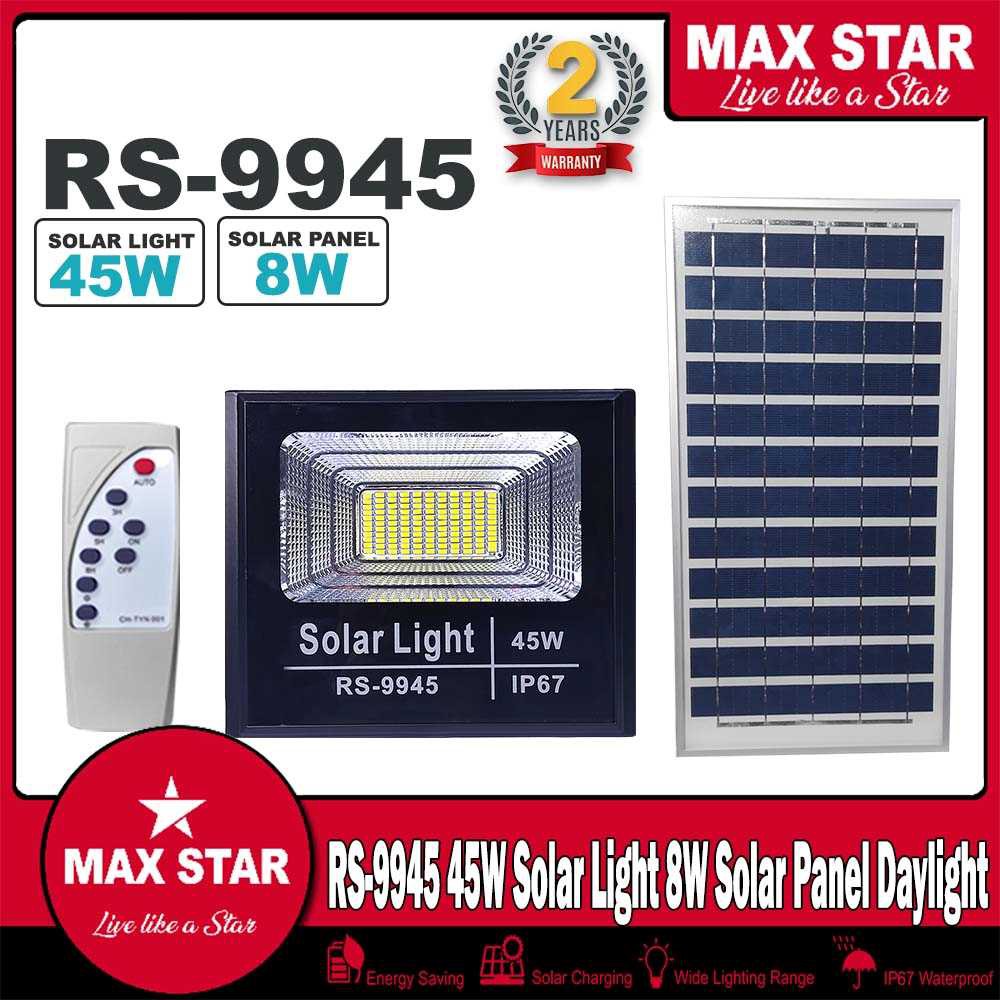 Max Star RS-9945 45W Solar Light with 8W Solar Panel Daylight | Shopee ...