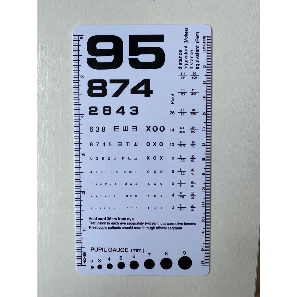 Optometry Power Card Standard Logarithmic Visual Chart Ophthalmic ...