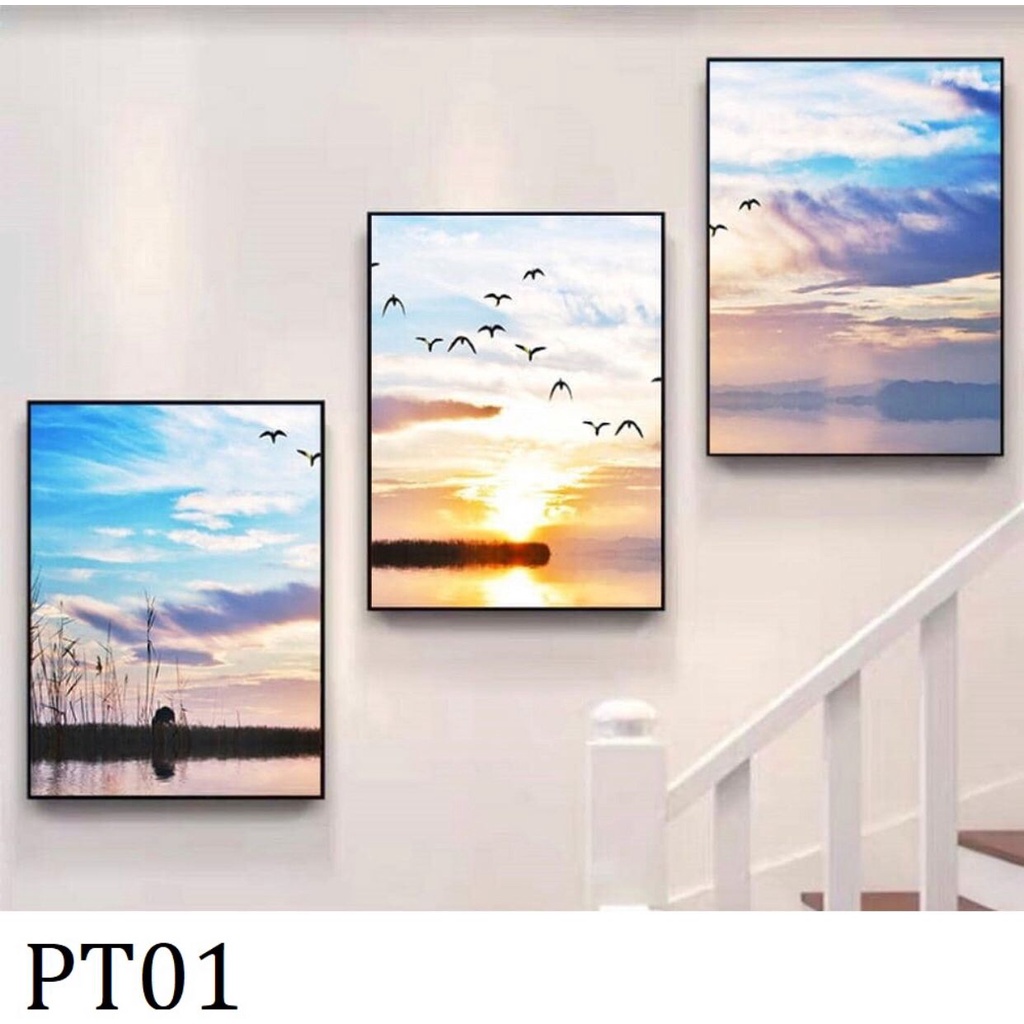 3 Pcs Per Set Home DIY Painting Deco Canvas Abstract Golden Mountain