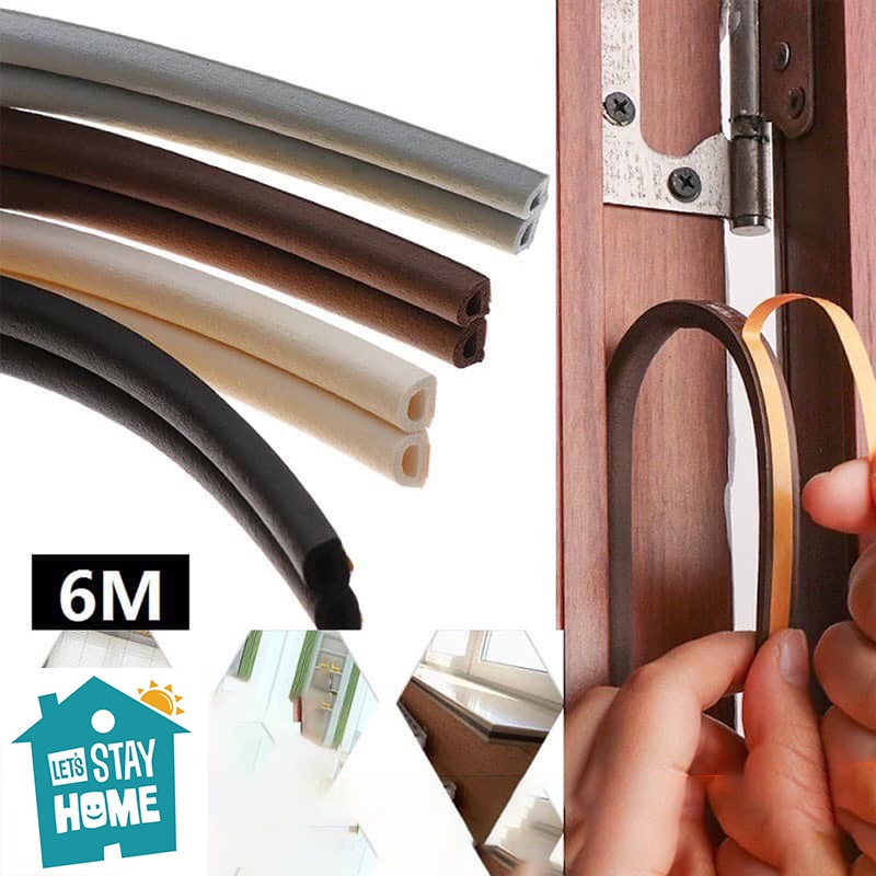 6M Self Adhesive D Type Door And Window Soundproof Sealing Strip Foam