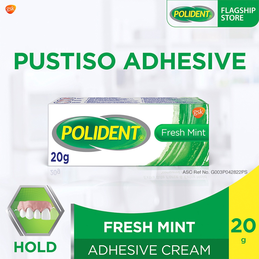Polident Denture Adhesive Cream Fresh Mint 20g up to 12hr Strong Kapit