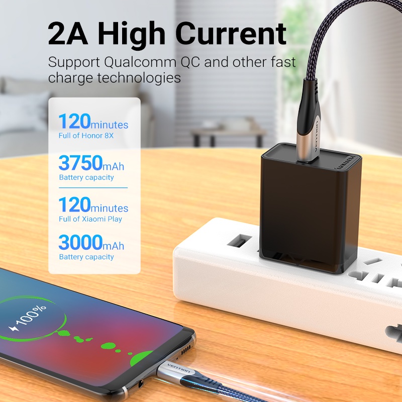 Vention Micro USB Android Charger 2A USB 2.0 Fast Charging Cable ...