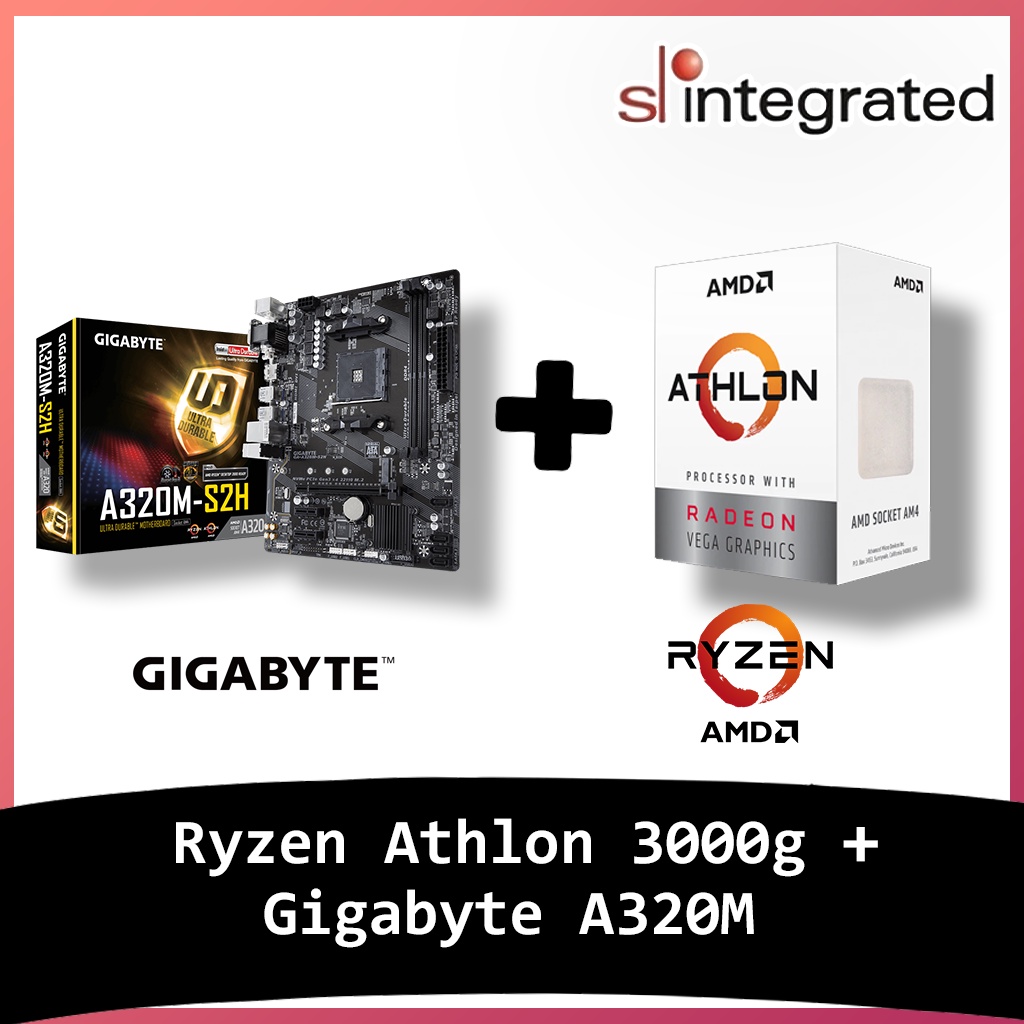 Ryzen AMD Athlon 3000g (Bulk pack) + Gigabyte A320m (AM4 Socket ...
