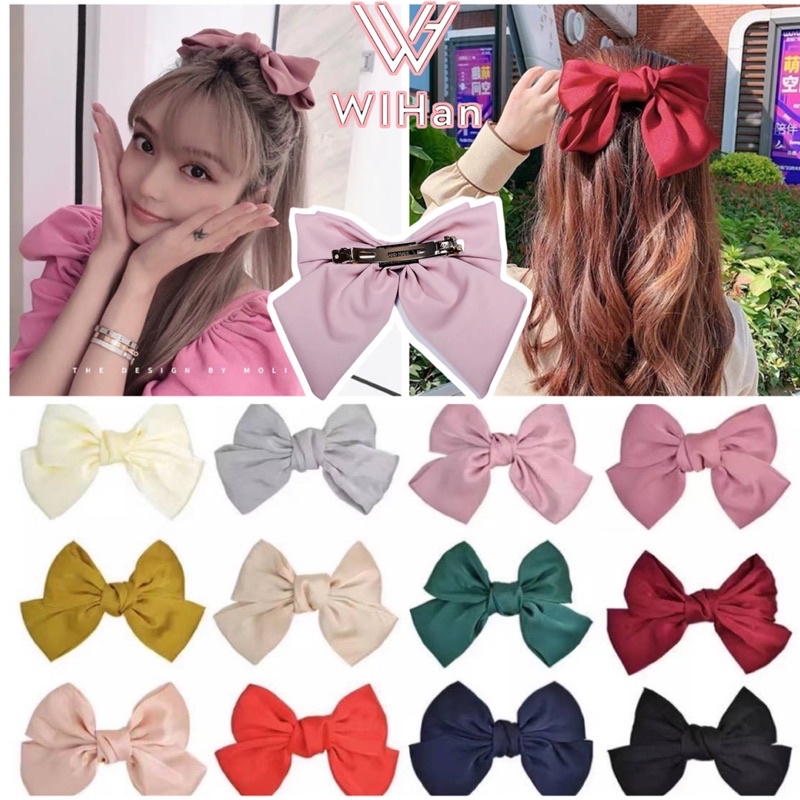 WIHan Fashion Big Satin Ribbon Hair Clip For Women Hair Bow Clip ...