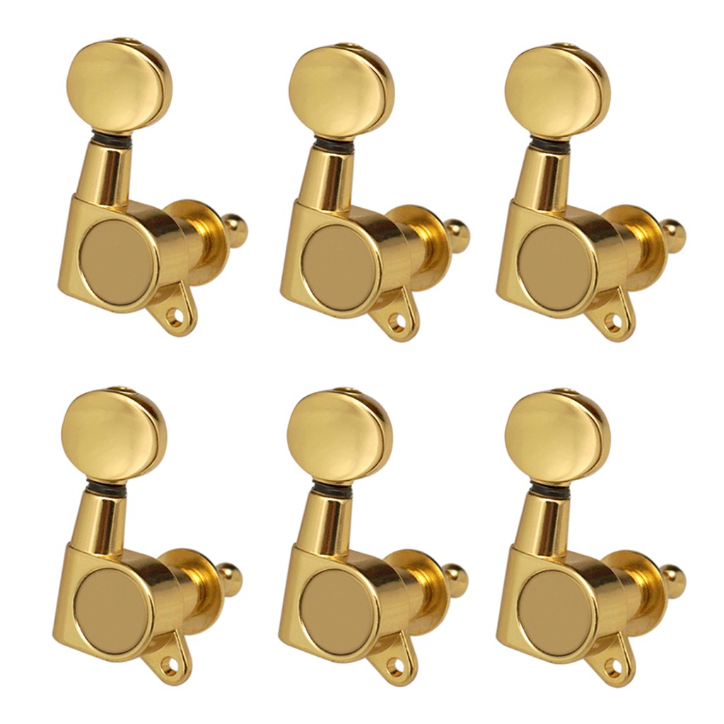 String Tuning Pegs Enclosed Round Button for Acoustic Guitar 6R Gold ...