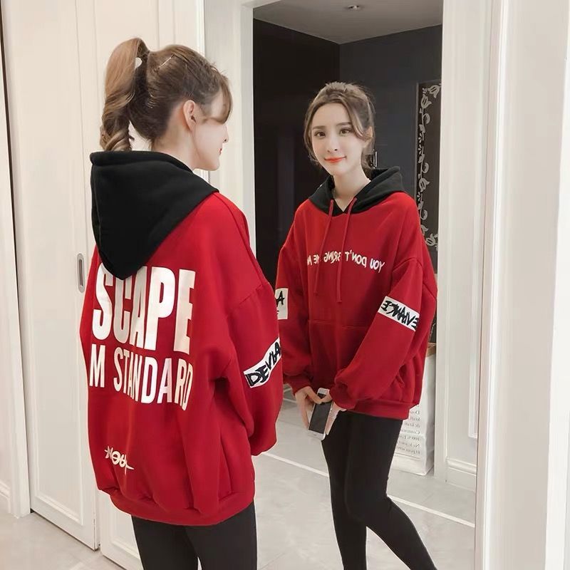 Red Woman Jacket Long Sleeve Autumn Winter Sweat Aesthetic Vintage Hoodie Women s Harry Oversized Tops Sweatshirts Anime Kpop For Women Plaid Plus Size Sweater Cute Sweatshirt Clothes Harajuku korean ...