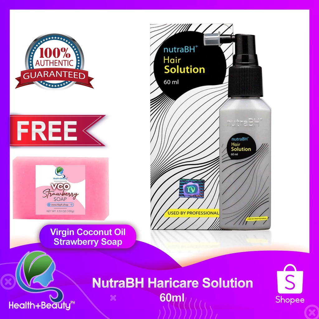 NutraBH Hair Solution 60ml for Hair Growth FREE VCO SOAP | Shopee ...