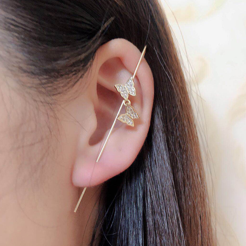 Embedded earrings Ear Wrap Crawler Hook Earrings Lady Needles Around The Auricle Clip Jewelry piercing ear needles Shopee Philippines