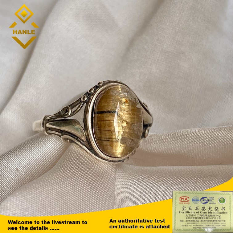 HANLE natural titanium rings with S925 setting and certificate and box ...