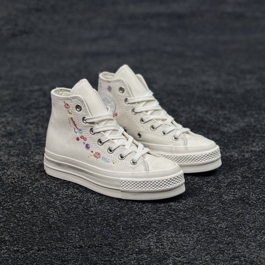 Converse All Star Lift platform embroidered flower platform shoes ...