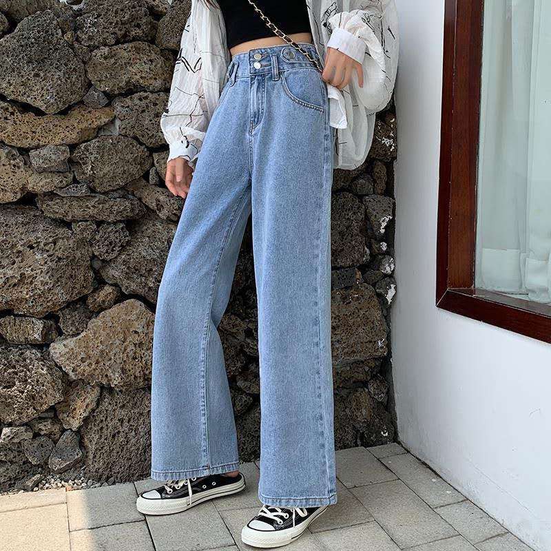 High waisted best sale double button jeans