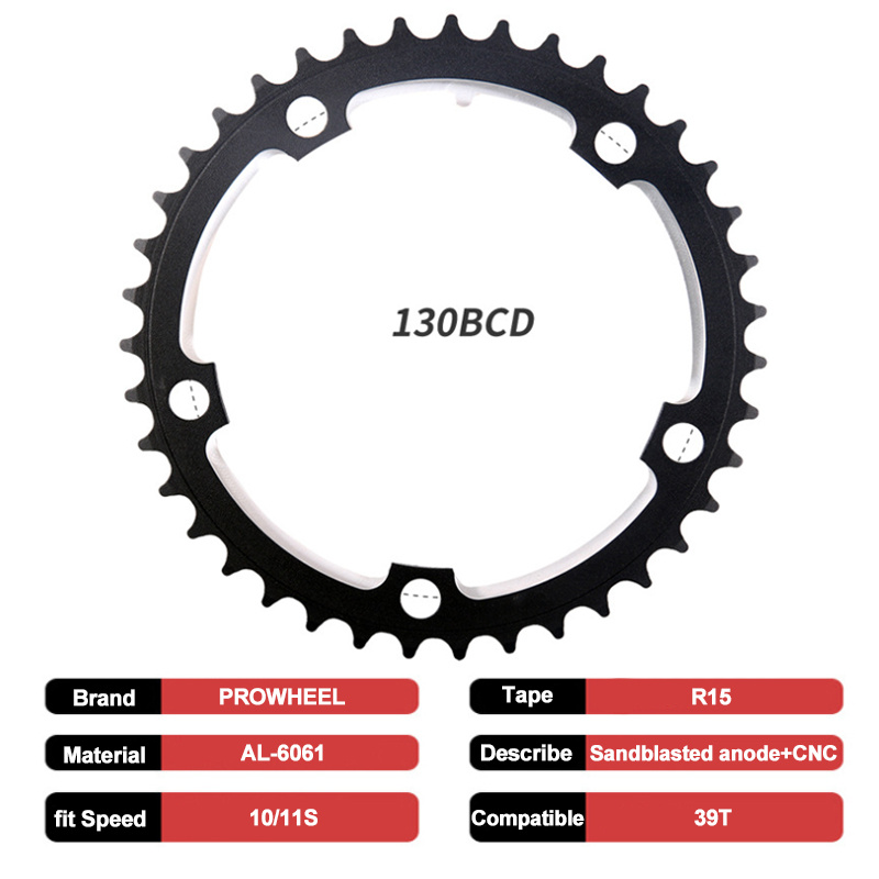 PROWHEEL 130 BCD Chainring Road Bike Chain Ring 39T/53T Aluminium/steel ...