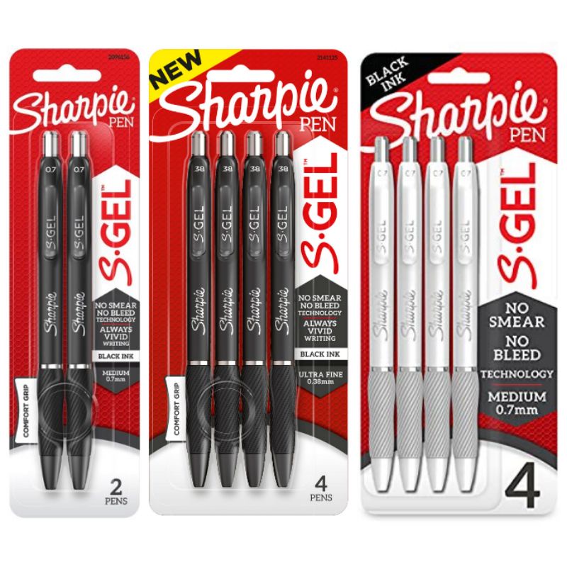 Sharpie S-Gel, Gel Pens, Blk/Asstd Ink Gel Pen, 2,  4, 10, 12 Packs