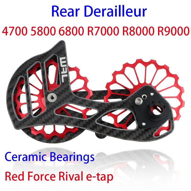 Road Bike Carbon Fiber Ceramic Bearing Rear Derailleur 17T Pulley Guide  Wheel 4700 5800 6800 R7000 R8000 R9100 105