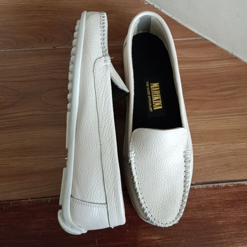 NURSING SHOES FOR WOMEN Marikina Made Genuine Leather Plain White Shoes for  Women Loafers Topsiders