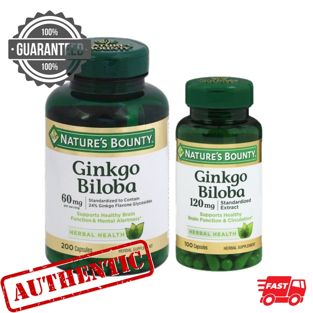 Nature's Bounty Ginkgo Biloba 60/120mg Dietary Supplement 100/200