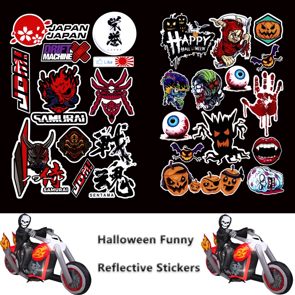 Reflecitve Halloween Funny Reflective Stickers Japanese Cute Fuel Tank ...
