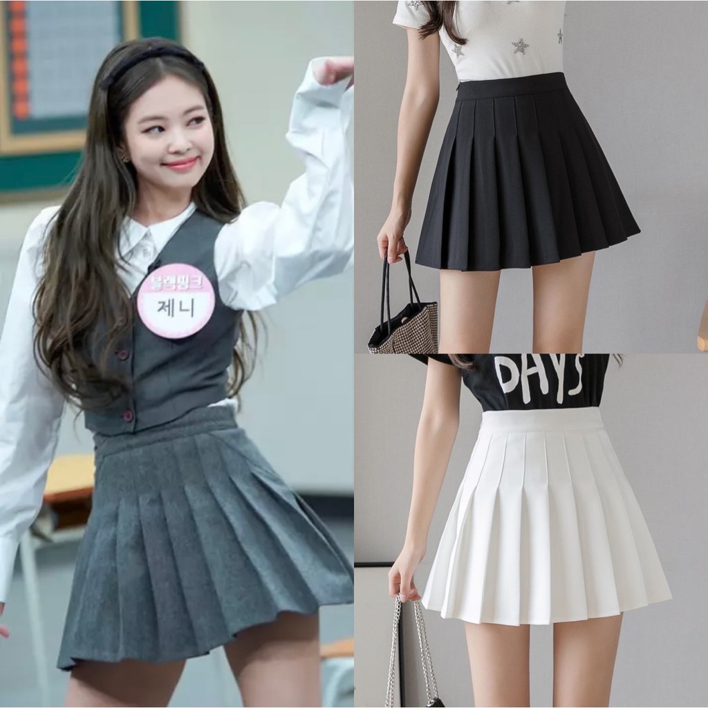 Jennie Korean Women s High waist Tiktok Plaid Pleated A Line