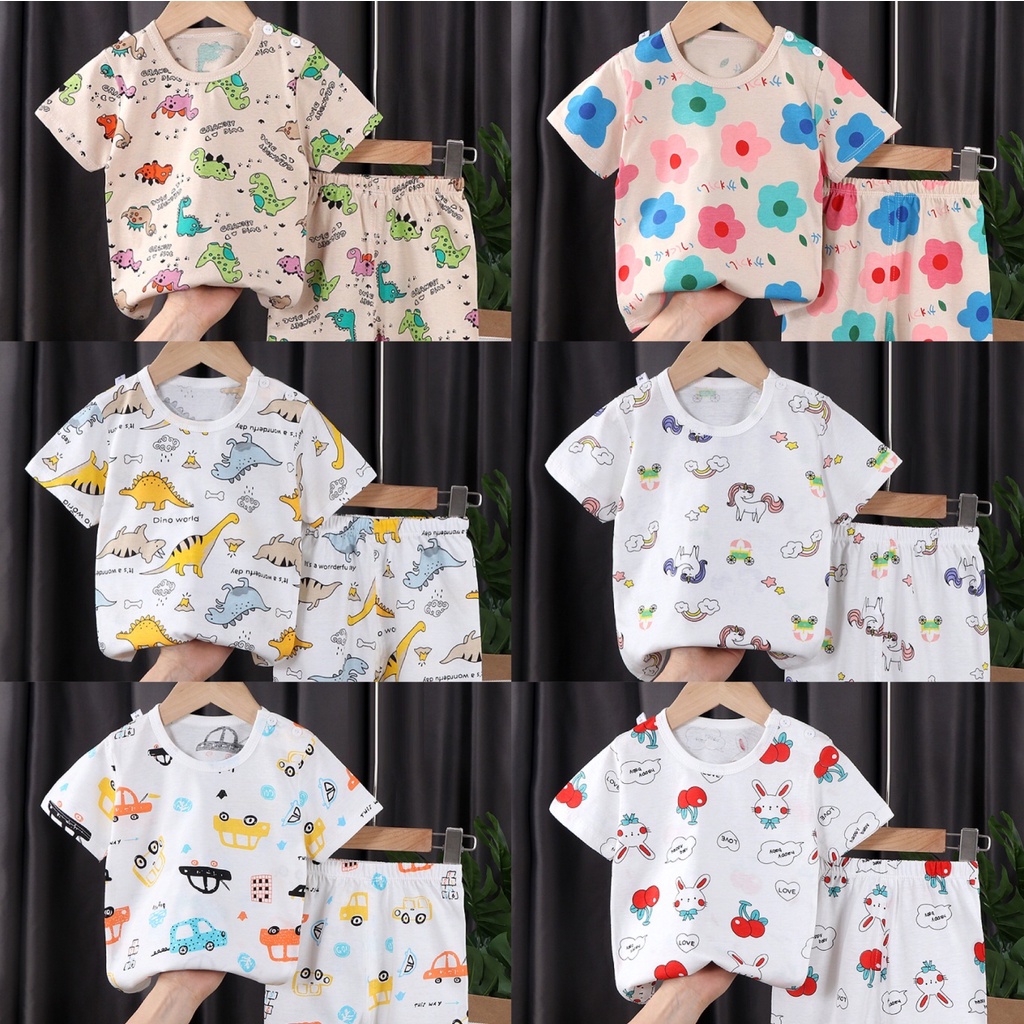 0-5yrs Baby kids sleepwear terno for boy girl T-shirt w/shorts | Shopee ...