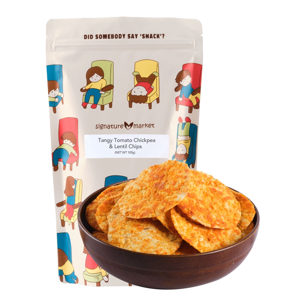 Signature Market Tangy Tomato Chickpea & Lentil Chips (100g) | Shopee