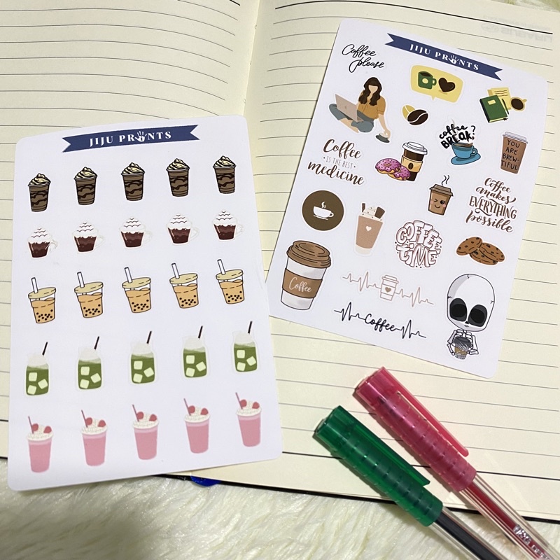 Coffee sticker sheet | Coffee time stickers | Drinks stickers | Shopee ...