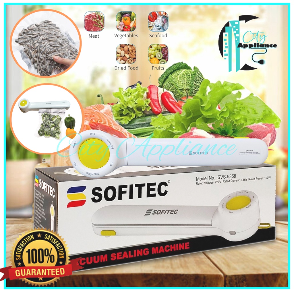 Vacuum Sealer Sealing Machine Food Preservation with Free Tupperware and 2pcs Plastics SVS9358