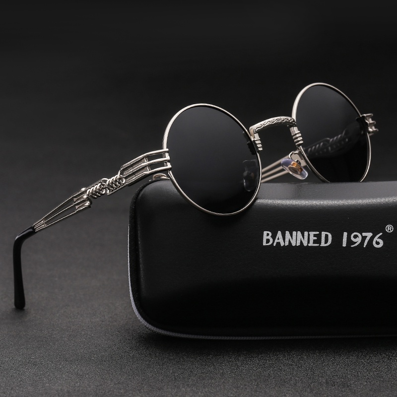 Wy Ting Polarized Gothic Steampunk Sunglasses Men Women Fashion Brand  Designer Vintage Round Shades Metal Frame Sun Glasses Oculos